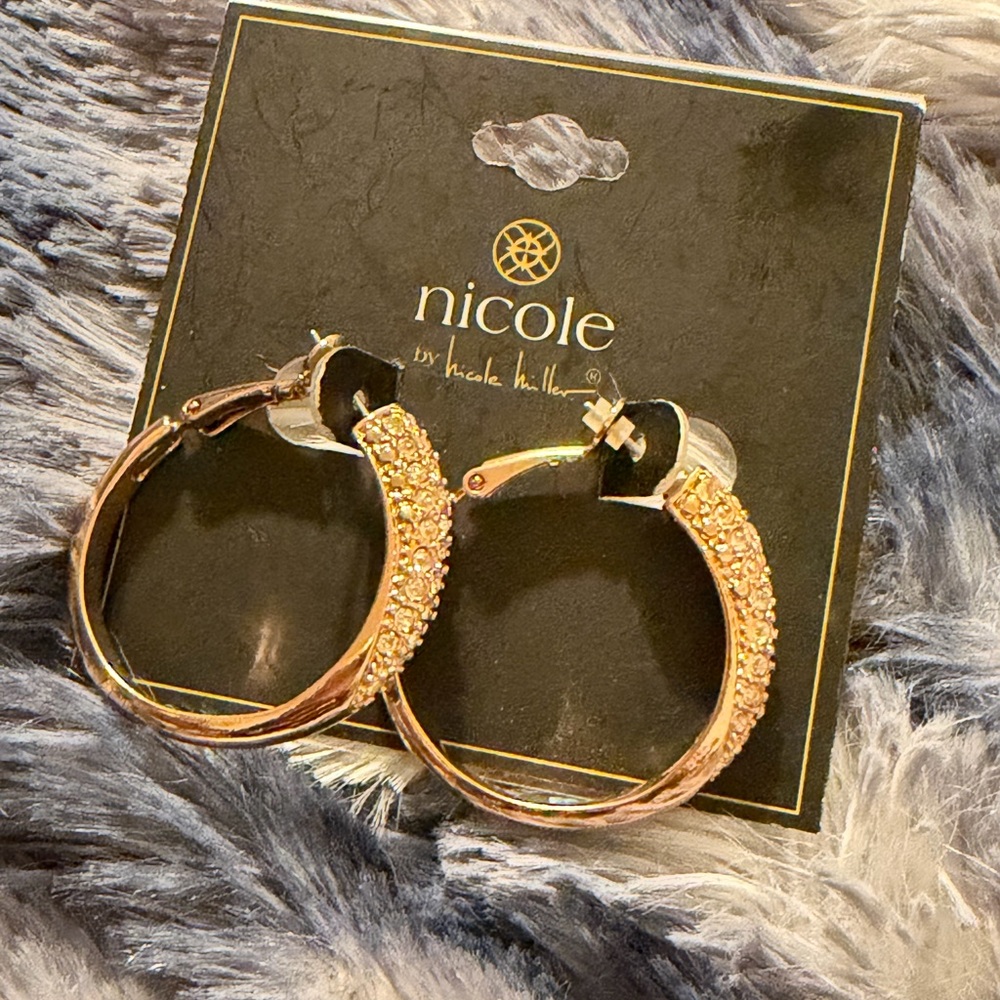 Nicole Sparkling Gold Hoop Earrings